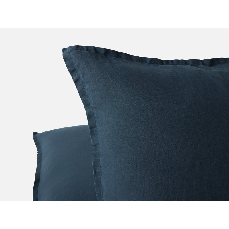Linen Pillow Cover, Square 22", Midnight Indigo