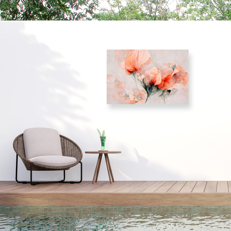 Fleurs sauvages sur fond beige sur toile, H 30 po x l 47 po