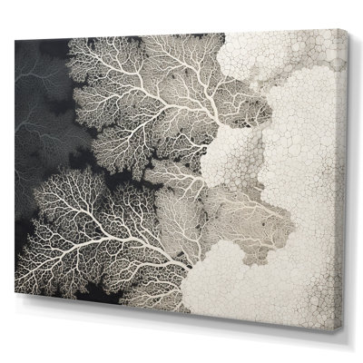 Abstrait corail noir et blanc abstrait VI sur toile