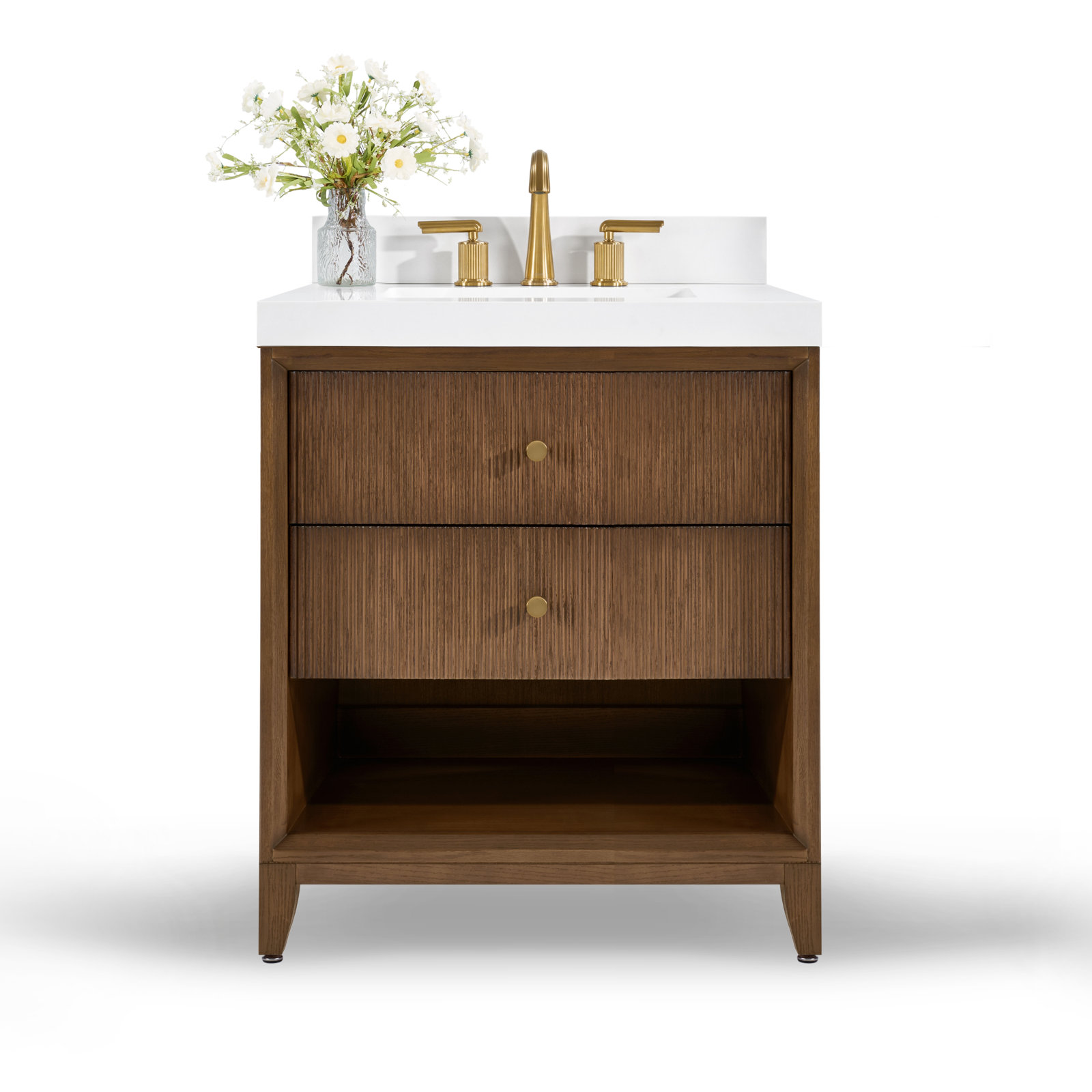 Momo Oak Single Bathroom Vanity, Chestnut Oak, 30"