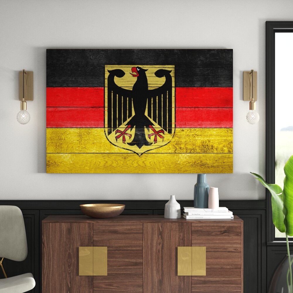 Leinwandbild Holzwand mit Deutschlandfarben