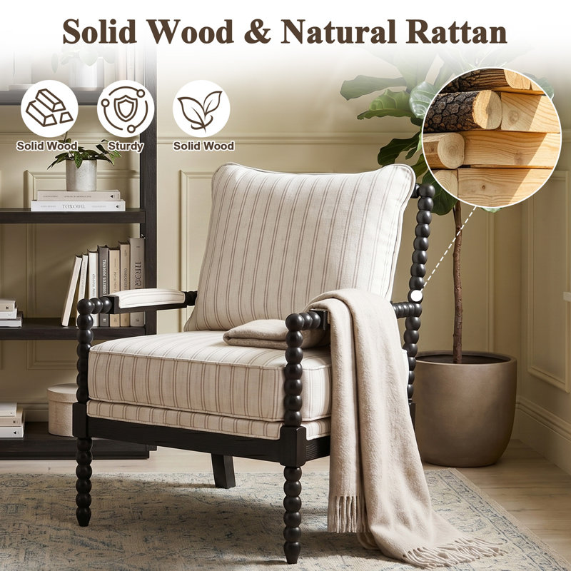 Lorentz Modern Farmhouse Accent Chair 25.5" Wide With Turned Wood And Solid Frame