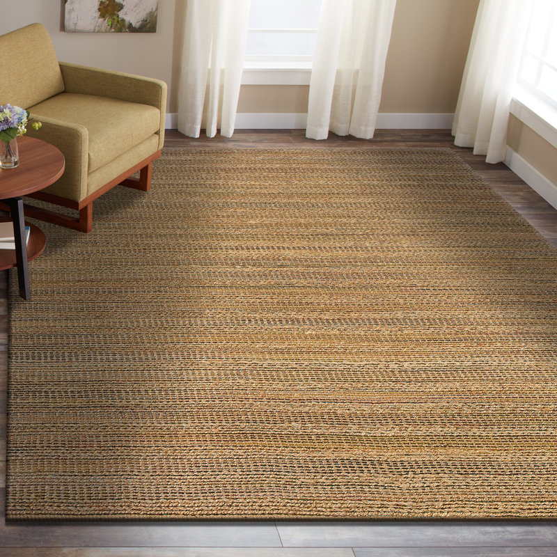 Modern Farmhouse Handmade Natural Fiber Jute Indoor Area Rug with Cotton Backing, Tan/Multicolor, Rectangle 9' x 12'