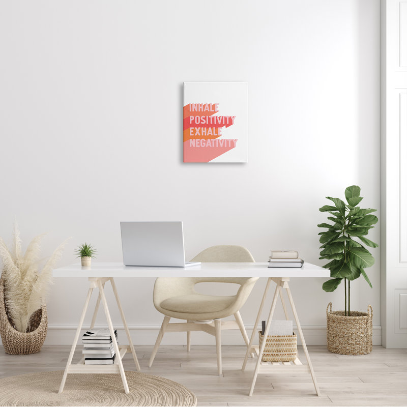 Inhaler «Pose», «Exhale» par «Motivation» - art textuel, H 20 po x l 16 po, Toile tendue