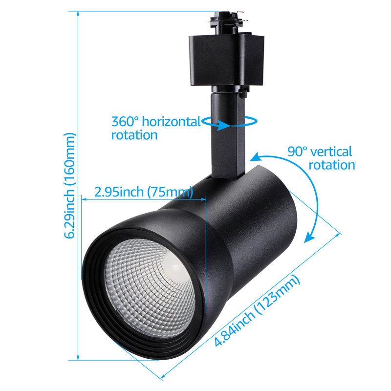 Têtes d'éclairage à rail 10 W à intensité variable, compatibles avec un rail d'éclairage H à circuit unique, noir, 4000 K