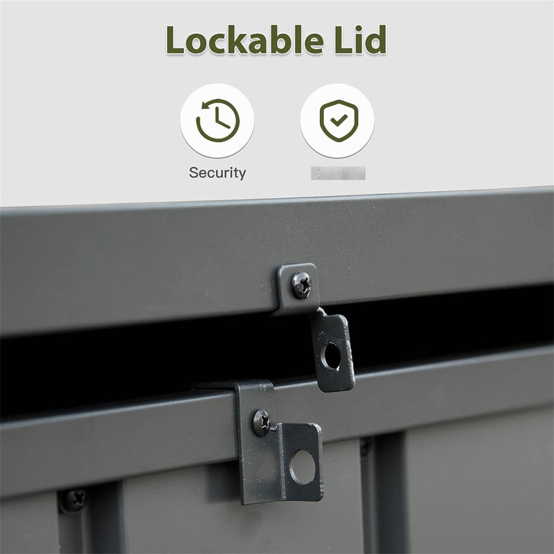120 Gallon Lockable Outdoor Storage Box - Waterproof, For Patio Pillows, Supplies  Dark Gray Waterproof Bin Gallon, Lockable, Cushions, Garden Tools