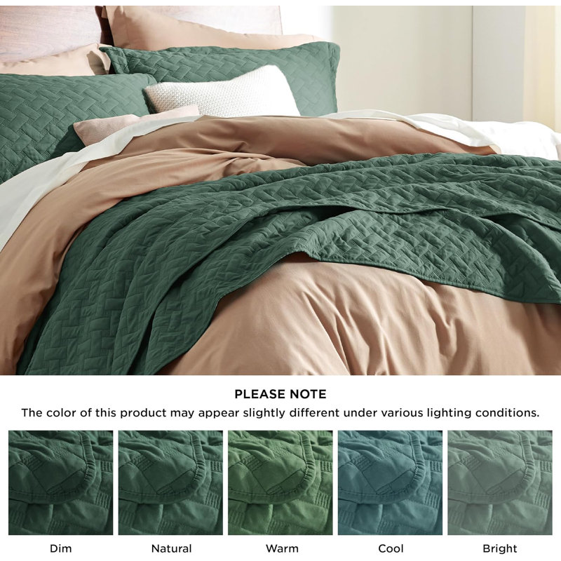 Bedsure Twin/Twin XL Lightweight Quilted Blanket - Breathable Basket Weave Quilt for Dorm Room & Home - AC-Friendly Summer Bedding for Bed & Sofa - Dark Forest-Soft Gift for Women & College Students, All Seasons