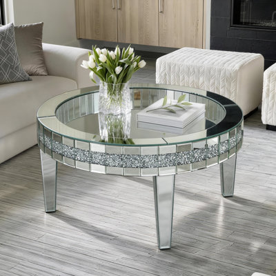 Table basse en verre avec incrustation de 35 po Meichee