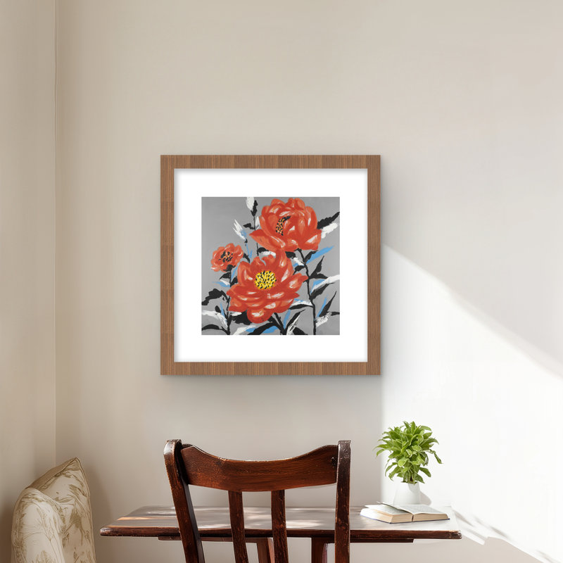 Trois fleurs roses - impression florale corail | Décoration intérieure
