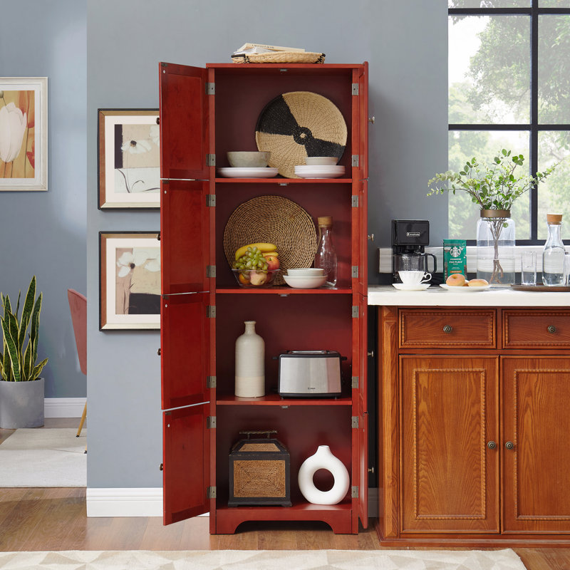 Armoire de rangement 72,4 po de hauteur à 8 portes avec 4 tablettes, Brun