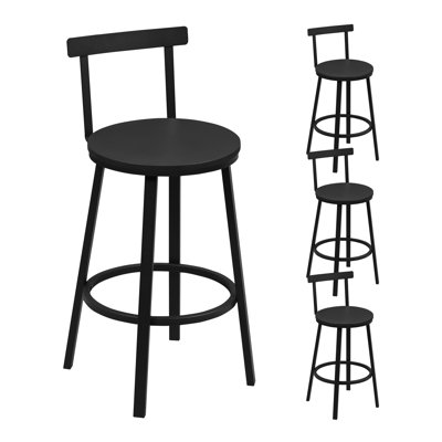 Bar Stools Set Of 4 Round Kitchen Stools With Backrest Metal Frame Footrest Counter Stool 150 Kg Load Capacity For Bar Kitchen Island Dining Room