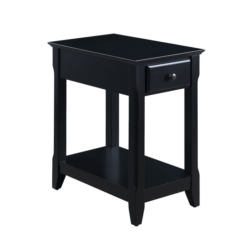 Table de bout rectangulaire en bois avec rangement de style transitionnel Bhairavi, Noir, 23"H x 13"W x 22"D