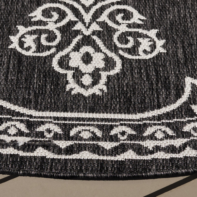Tapis oriental d'intérieur / extérieur Alessa Performance Performance, Rond 6 pi 7 po