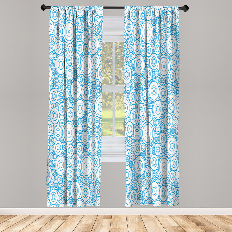 Microfiber Floral Semi-Sheer Rod Pocket Curtain Panels, 28" W x 63" L, White/Blue