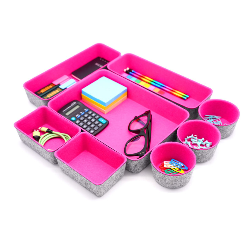2.4'' H x 7.9'' W x 10.8'' D Organizer Set, Hot Pink