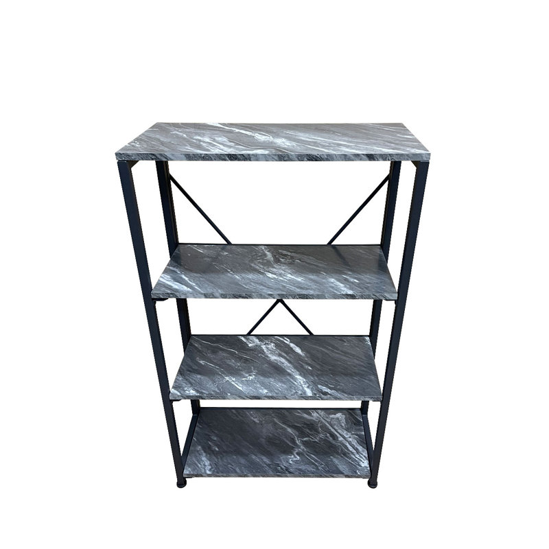 Aleksanteri 4 Tier Bookshelf Standing Bookcase Metal and Wood Shelving Unit for Storage