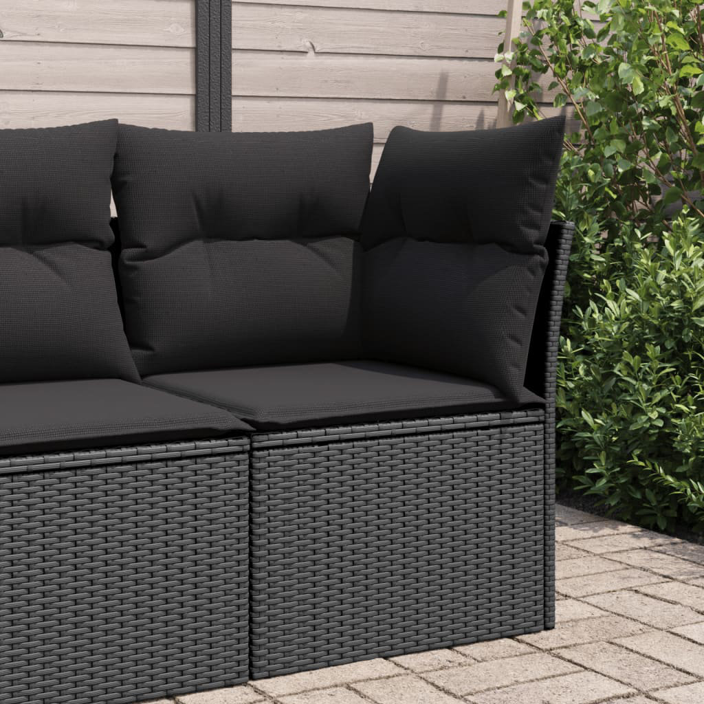 Vidaxl Garten-Ecksofa Mit Kissen Schwarz Polyrattan