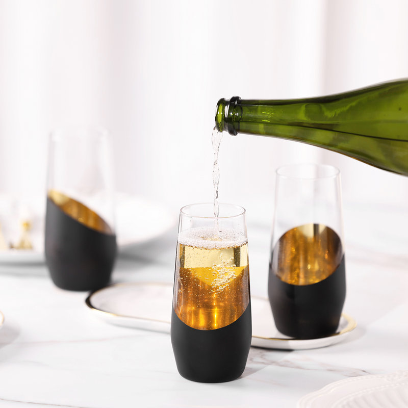 4 Piece 325ml Glass Flute Set
