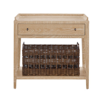 1 - Drawer Nightstand with Wicker Basket