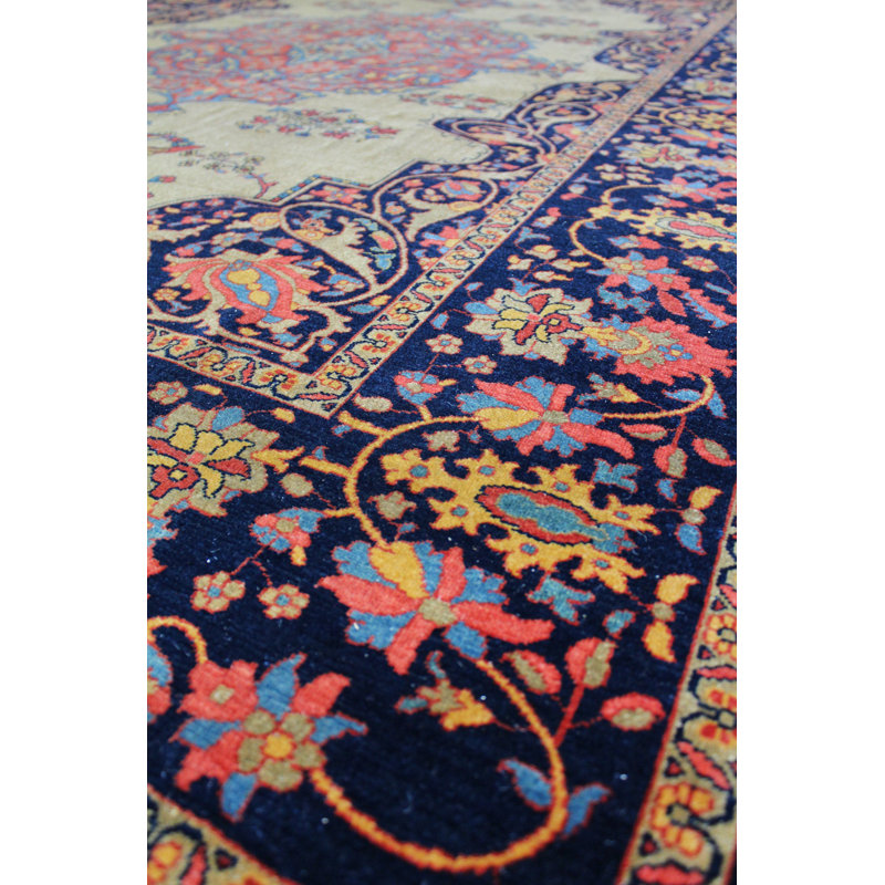 Tapis unique bleu marine / brun / rouge 5 pi 8 po x 7 pi 10 po Ferahan