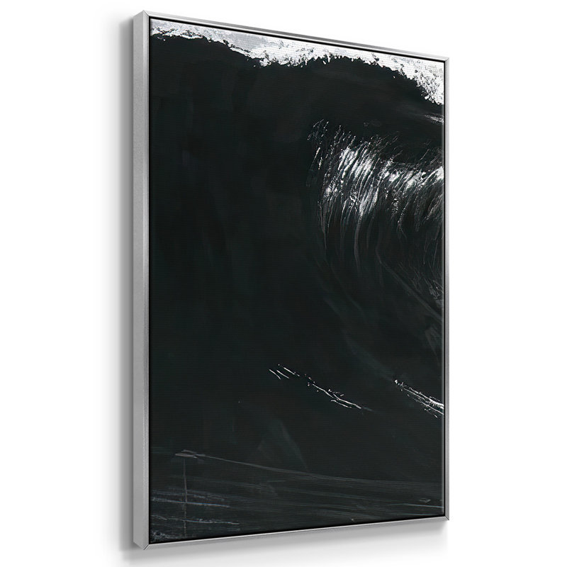 «Black and White Waves III», reproduction sur toile 3 pièces, H 24 po x l 48 po x P 2 po, Argenté