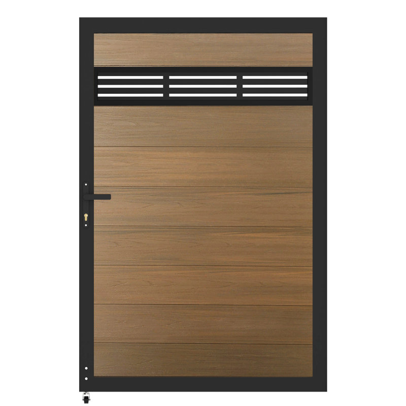 Barrière d'intimité décorative 6 pi H * 4 pi l avec cadres en métal et ensembles de boutons, barrière en bois composite en plastique - sans les poteaux