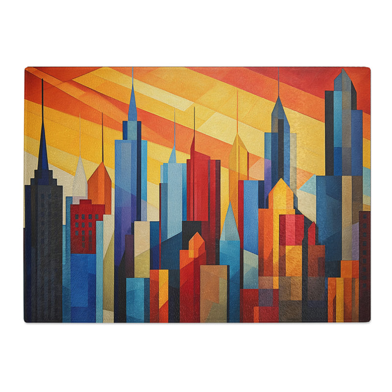 Skyline Geometric  Glass Chopping Board