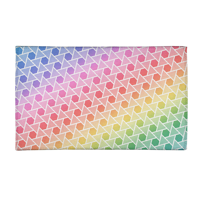 Tapis de zone en poly rouge hexagonals & triangles, Rectangle 3 pi x 5 pi