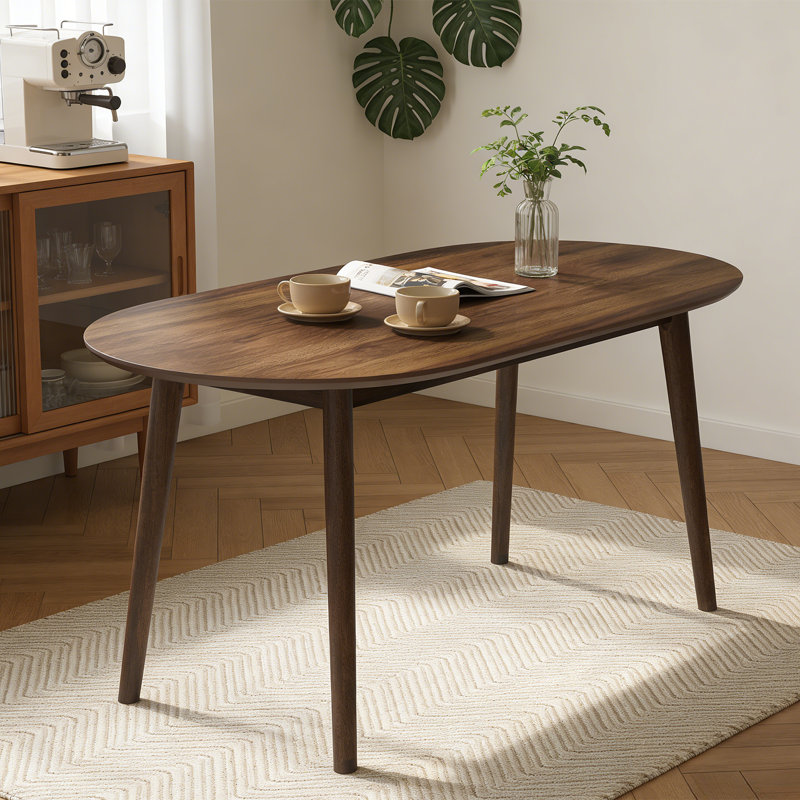 Table de salle à manger de style campagne moderne de 63 pouces, table de salle à manger rectangulaire en bois avec pieds en métal pour 4/6 personnes pour la salle à manger, la cuisine, le salon noyer