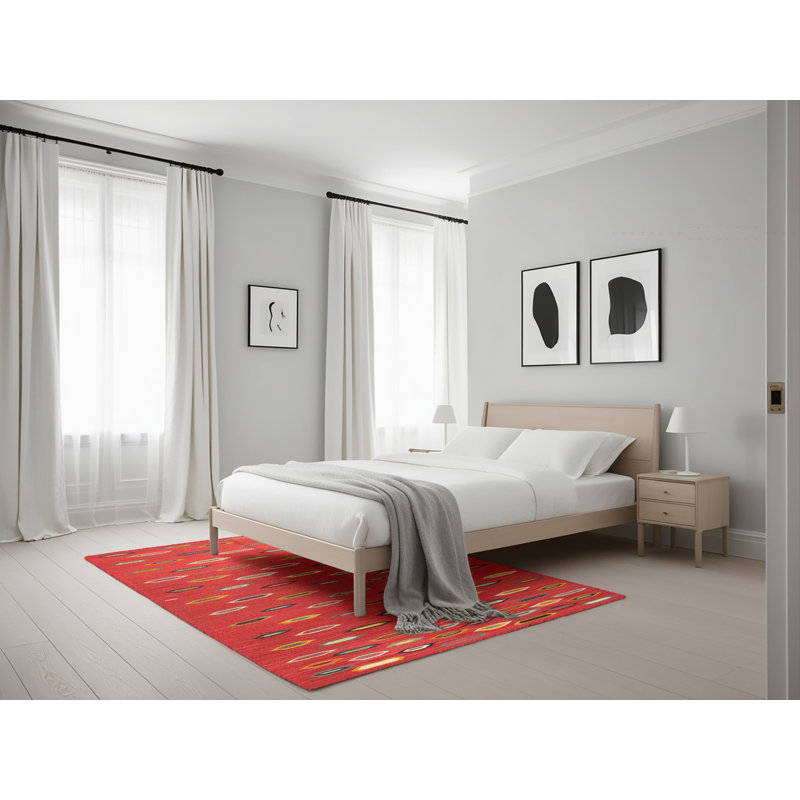 Tapis de zone rouge contemporaine, Rectangle 5 pi x 7 pi