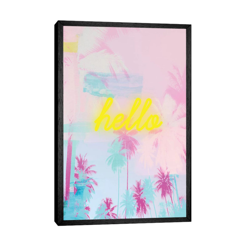 Hello Neon II - Painting on Canvas, Black Framed, 66.04cm H x 45.72cm W x 3.81cm D