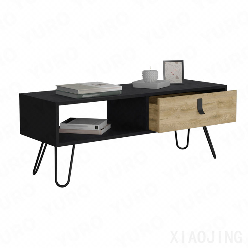 Coffee Table With Hairpin Legs And Ample Storage Drawer, 15.75" H x 40.94" W x 14.17" D