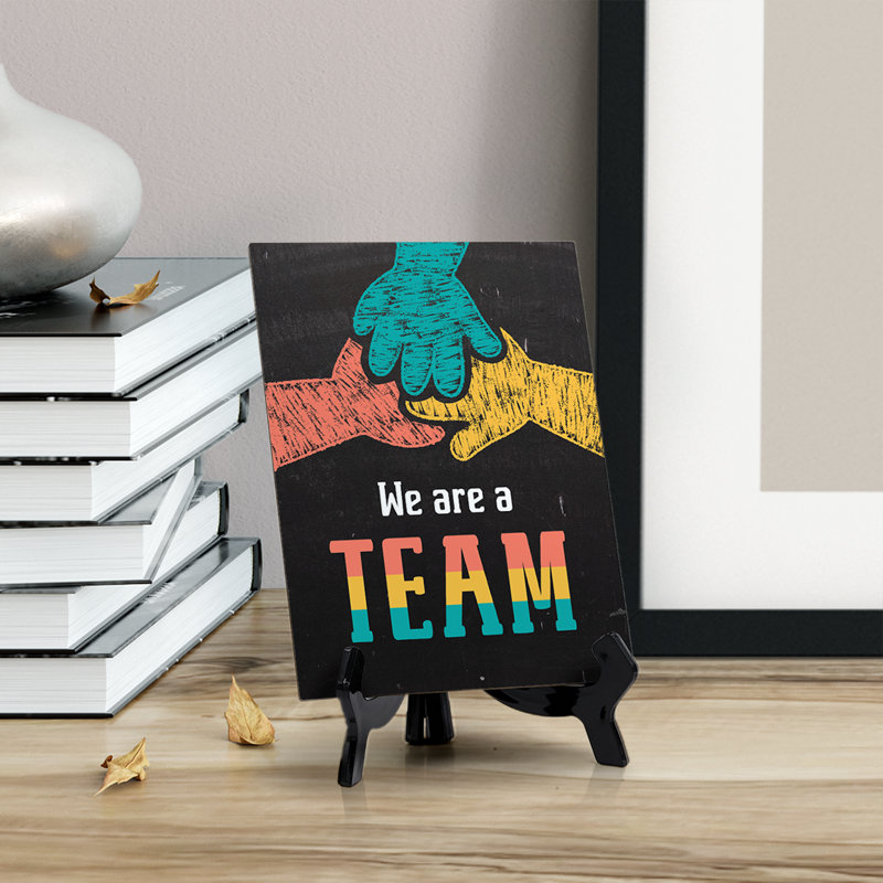 Enseigne de table We are a Team avec support en acrylique