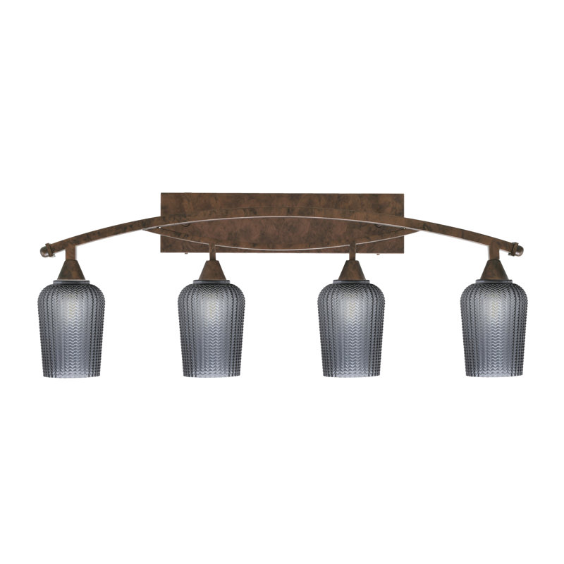Barre d'éclairage de salle de bain 4 lumières Bow, Noir, Bronze