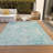 Machine Washable Indoor/Outdoor Cinead ACN1664 Teal Rug-104403491