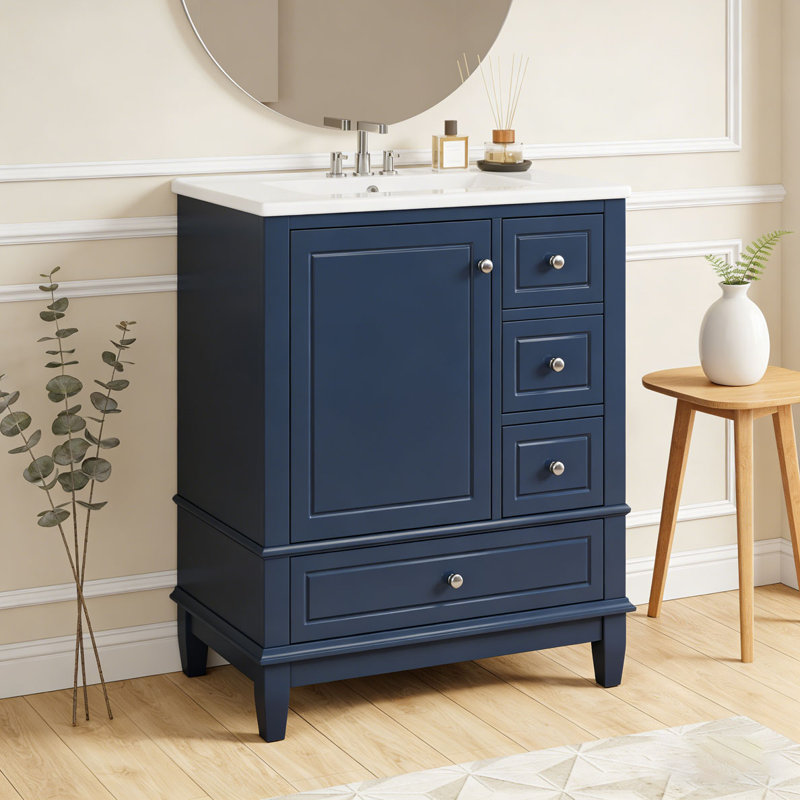 Meuble-lavabo 30 po avec lavabo, Bleu