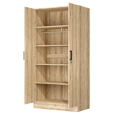 Neiman 2 Doors Wardrobe, Mirrored Door by Ebern Designs