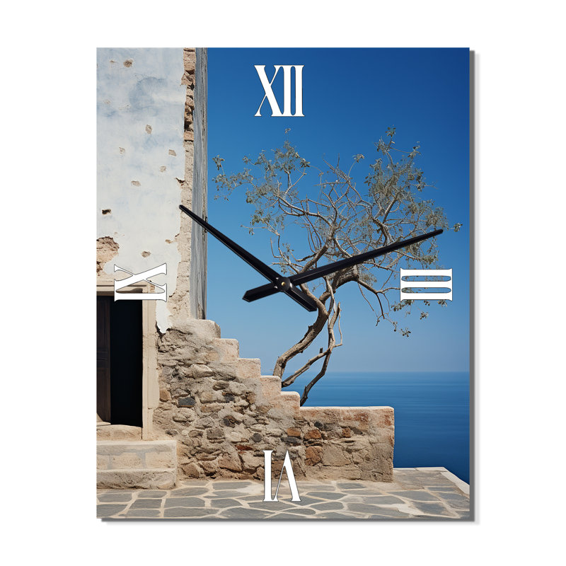Minimalisme, arbre, paysage côtier, horloge murale, Grand