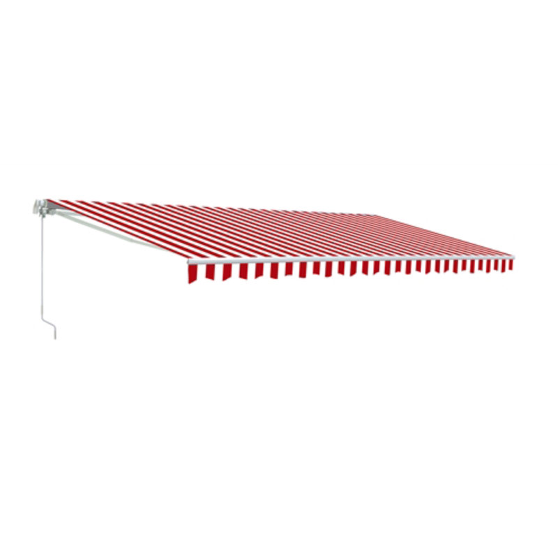 ALEKO Motorized Retractable Outdoor Awning with White Frame, Red / White, 8' W x 6.5' D