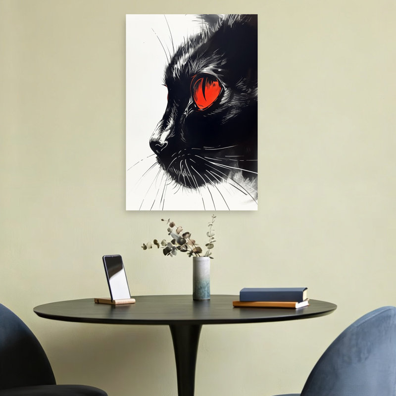 Art mural chat noir intense, H 24 po x l 16 po