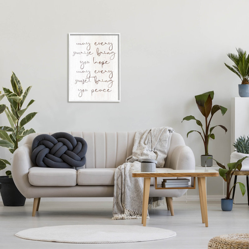 Lever de soleil vous apporte l'espoir at-076, H 30 po x l 24 po x P 1,5 po, Giclée encadrée blanc bord de mer