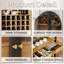 Armoire à vin arquée moderne avec portes en verre, tiroir et support à vin, rangement pour boissons alcoolisées autoportant à 3 niveaux avec poignées dorées, pour la salle à manger ou le salon-2013419314