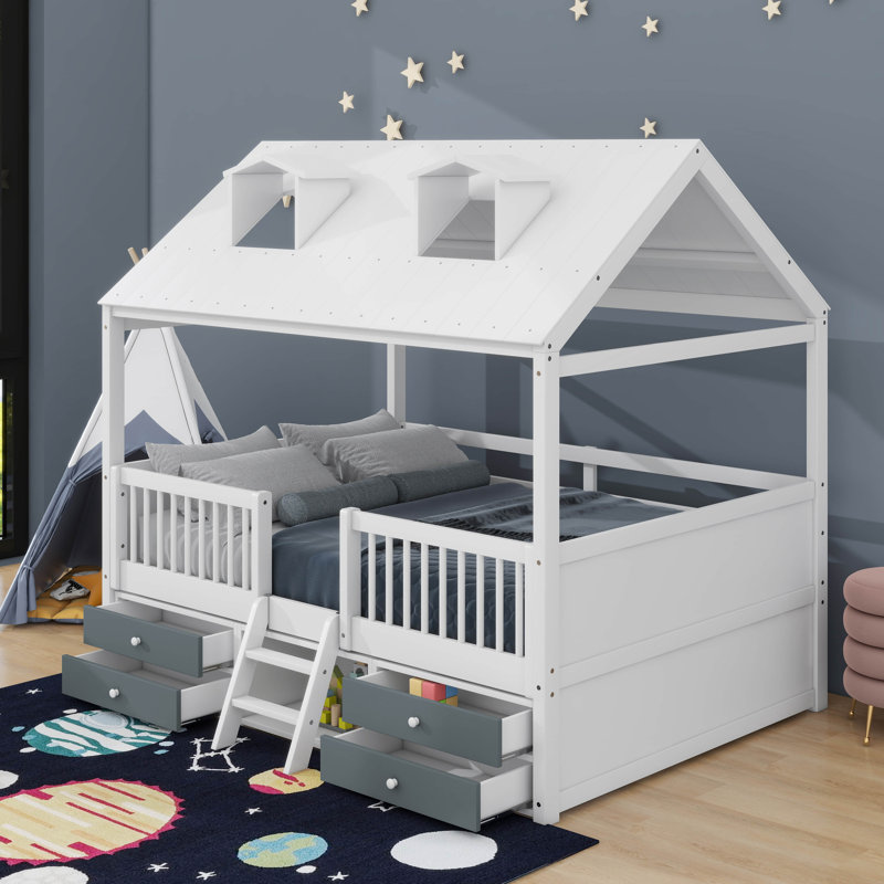 Lit en bois, Double, Blanc