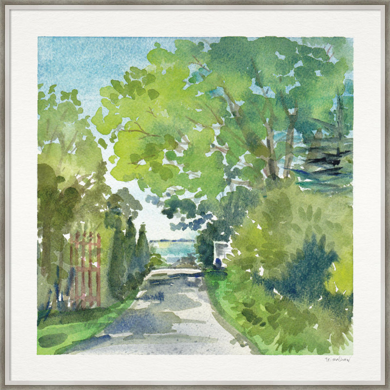 The Lane And Sea par Patricia Shaw - reproduction de cadre photo, H 41 po x l 41 po x P 2 po, Argent / blanc
