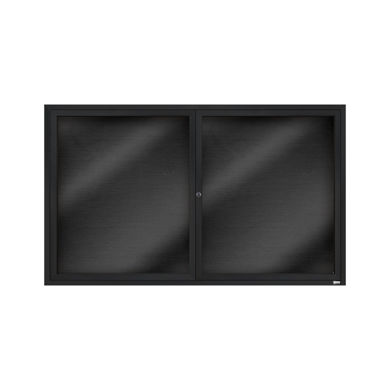 Tableau d'affichage mural fermé pour armoire d'annuaire, Noir thermolaqué, Deux, H 36 po x l 60 po