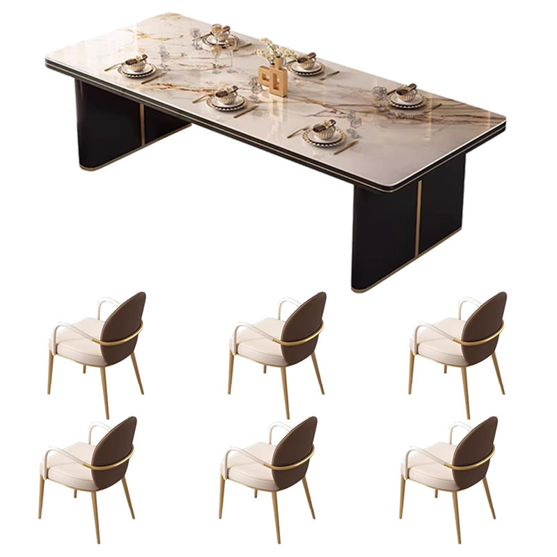 Table de salle à manger haut de gamme légère et luxueuse, H 29,5 po x L 70,8 po x l 31,4 po