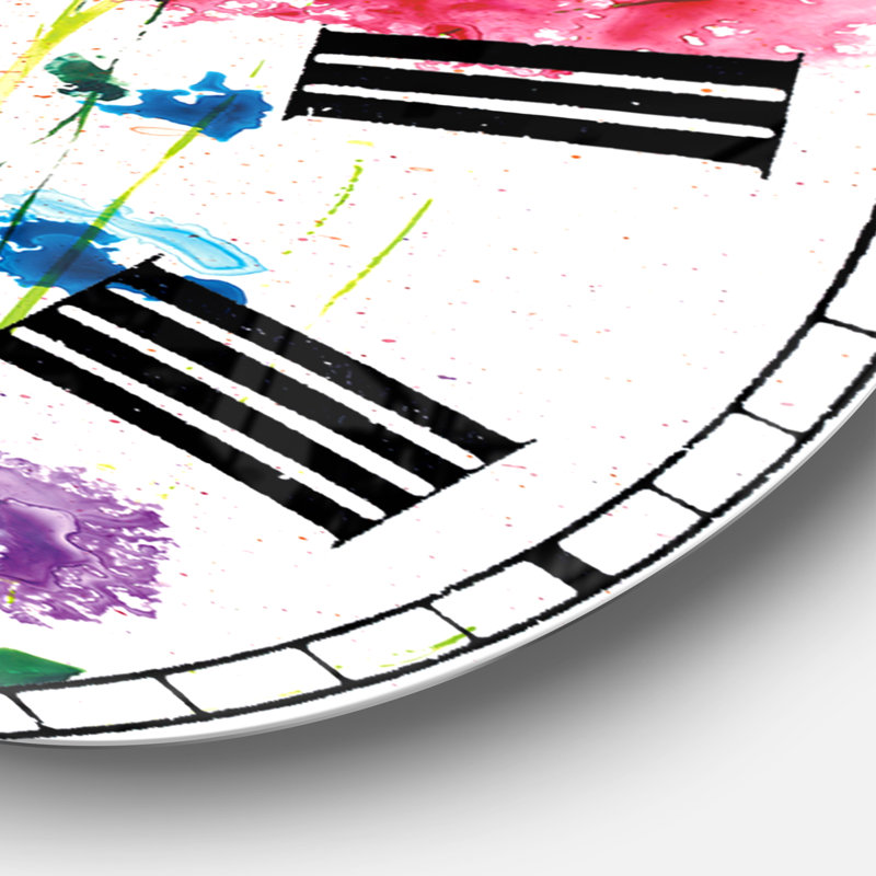 Indigo, aquarelle verte et jaune - horloge murale moderne, Grand