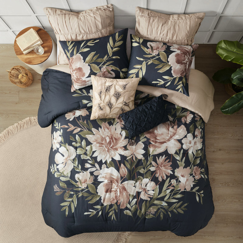 Ensemble de 8 coussins 8 pièces en coton bleu marine, Marine, Grand édredon et 7 pièces supplémentaires