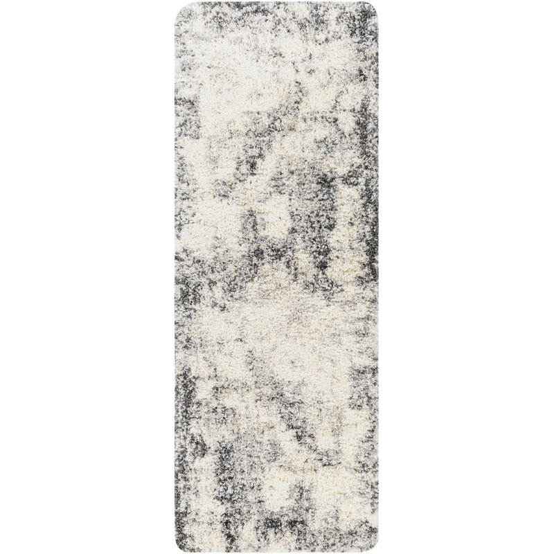 Myndi Machine Woven Abstract Cream/Gray Area Rug, Runner 2'7" x 7'3"