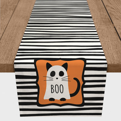 Weimer Boo Kitty Stripes Table Runner